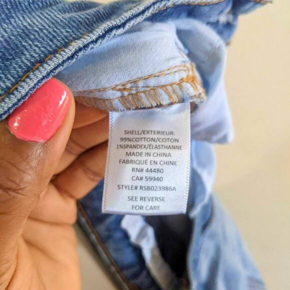 Tinseltown High Rise Distressed Mom Jeans Women’s Size 1 Medium Wash Y2K Grunge - Picture 5 of 10